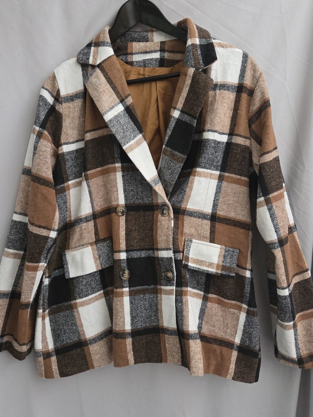 Plaid Double-Breasted Blazer